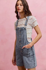 Trendsi SO ME Denim Washed On Front With Adjustable Strap Romper -