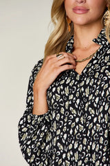 Trendsi Double Take Full Size Leopard Long Sleeve Blouse - Shirts
