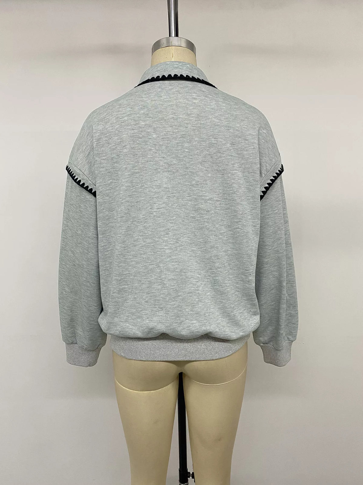 Trendsi Polo Collar Dropped Shoulder Sweatshirt -