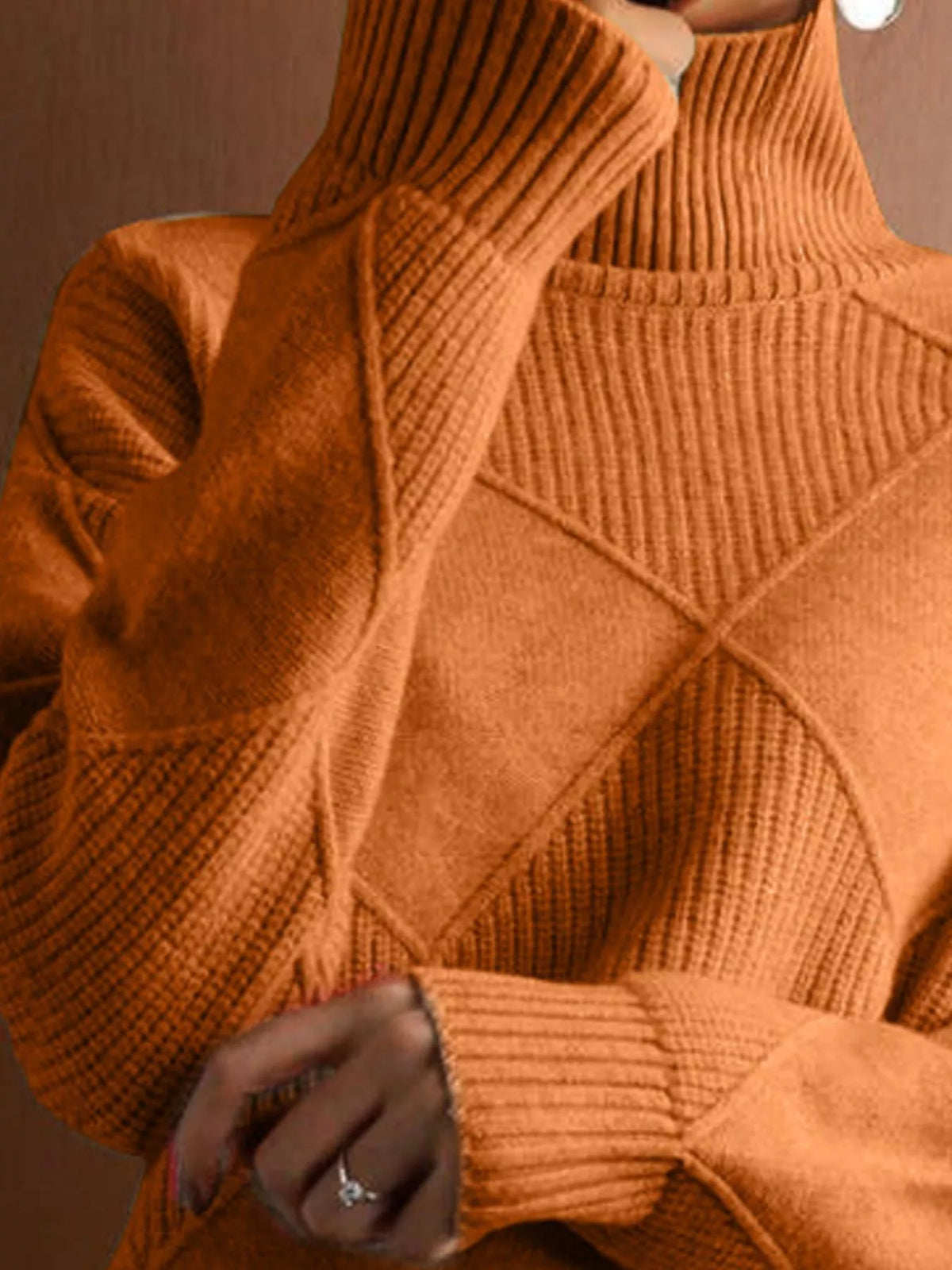 Trendsi Argyle Pattern Turtleneck Sweater -