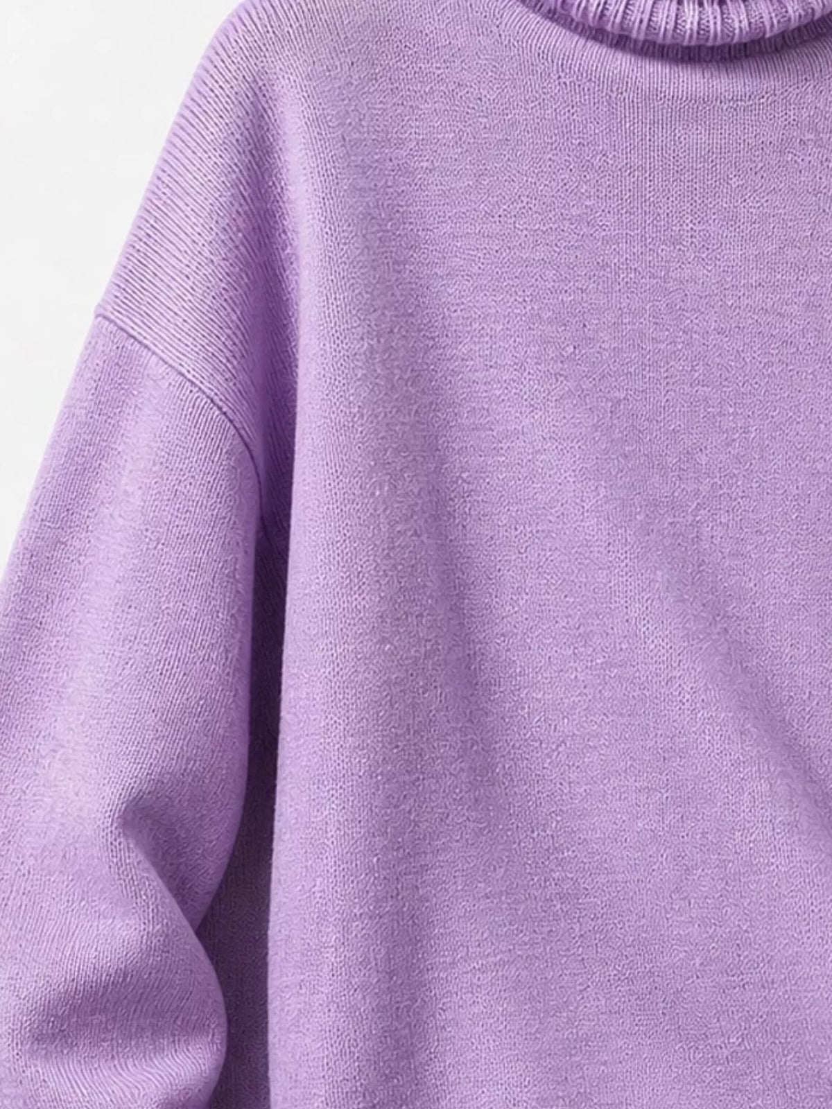 Turtleneck sweater, purple shoulder detail