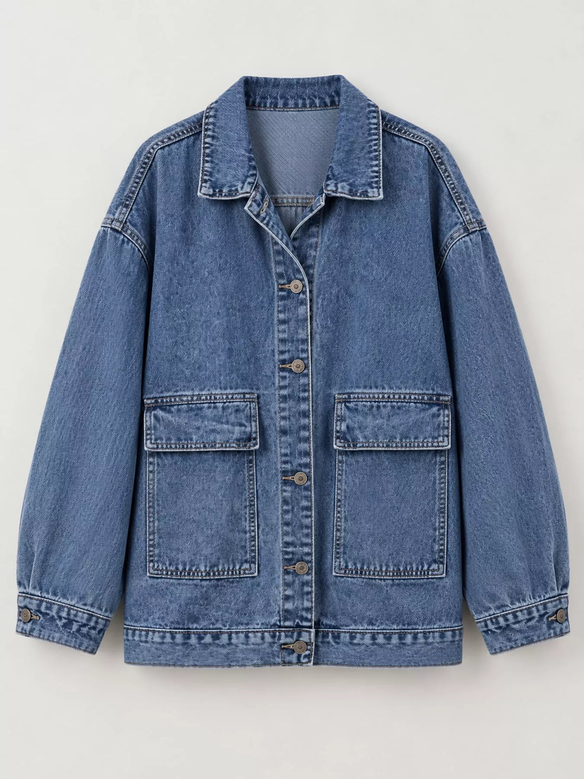 Blue washed denim utility jacket