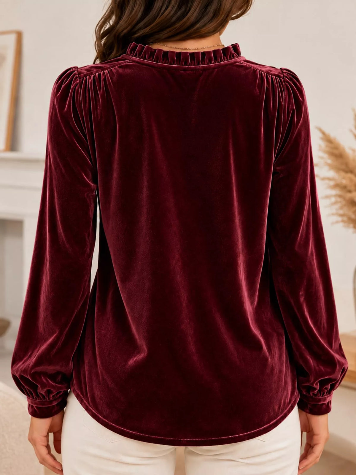 Long-sleeve blouse, back view