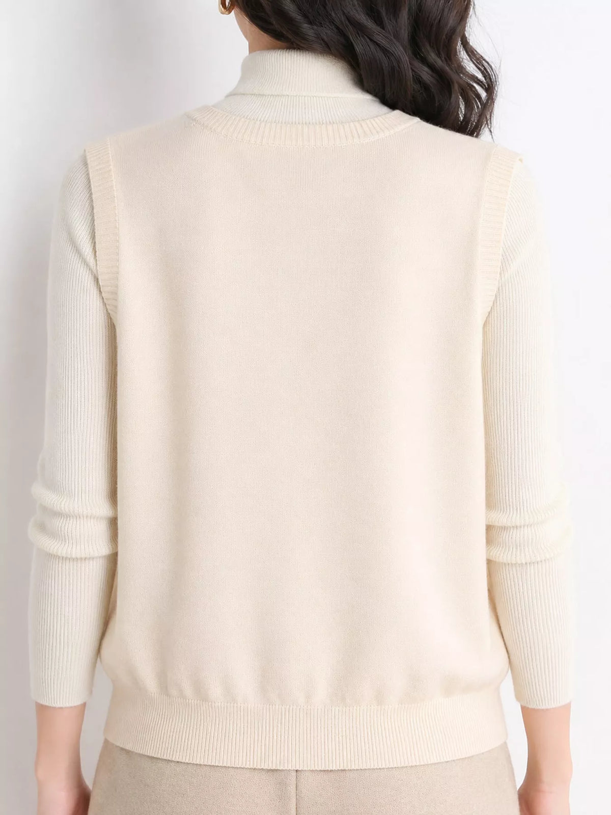 V-Neck Knit Sweater Vest — back view