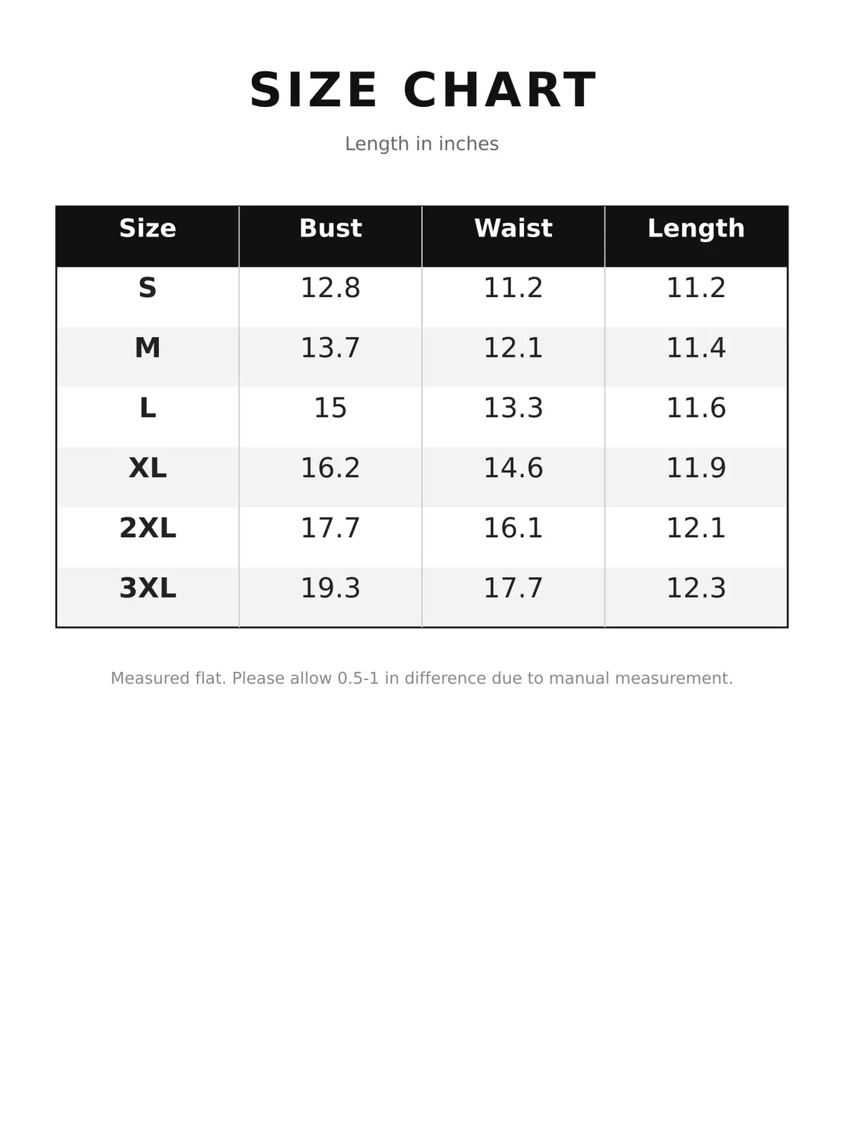 Contrast Panel Long Sleeve Tunic Blouse — size and measurement chart