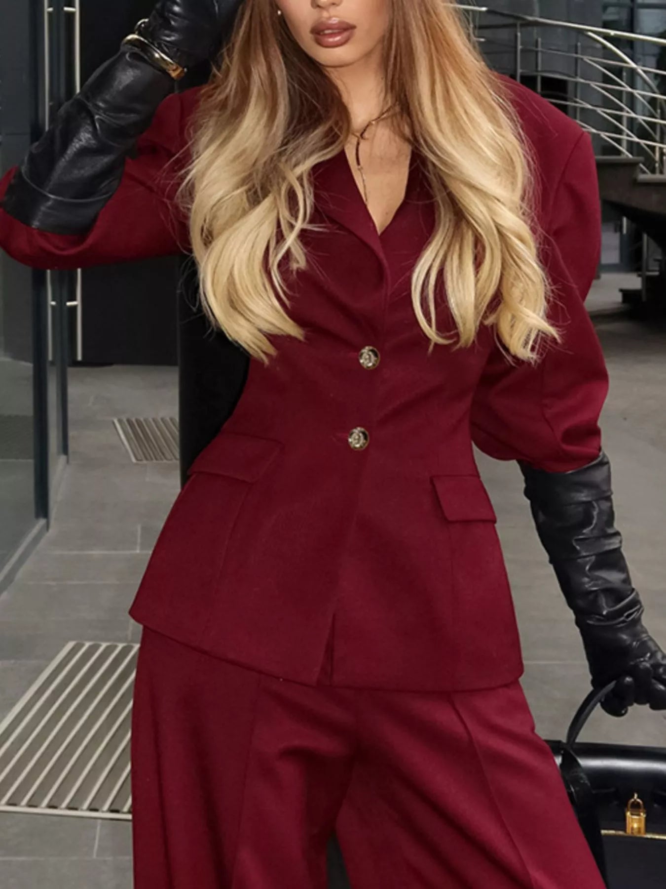 Trendsi Single-Breasted Blazer and Wide-Leg Pants Set - Outerwear