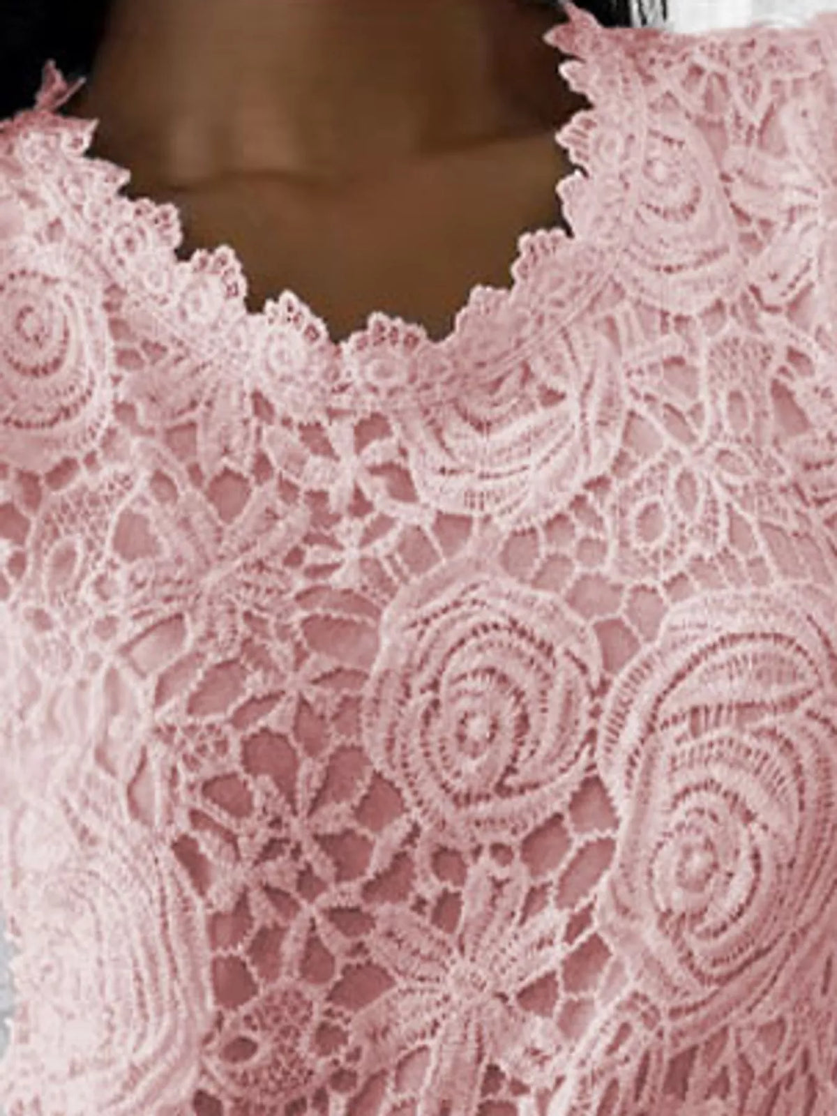 Lace Long Sleeve Blouse, detail view in pink