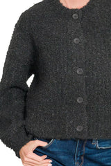 Trendsi Zenana Button Down Wool Cardigan Sweater -