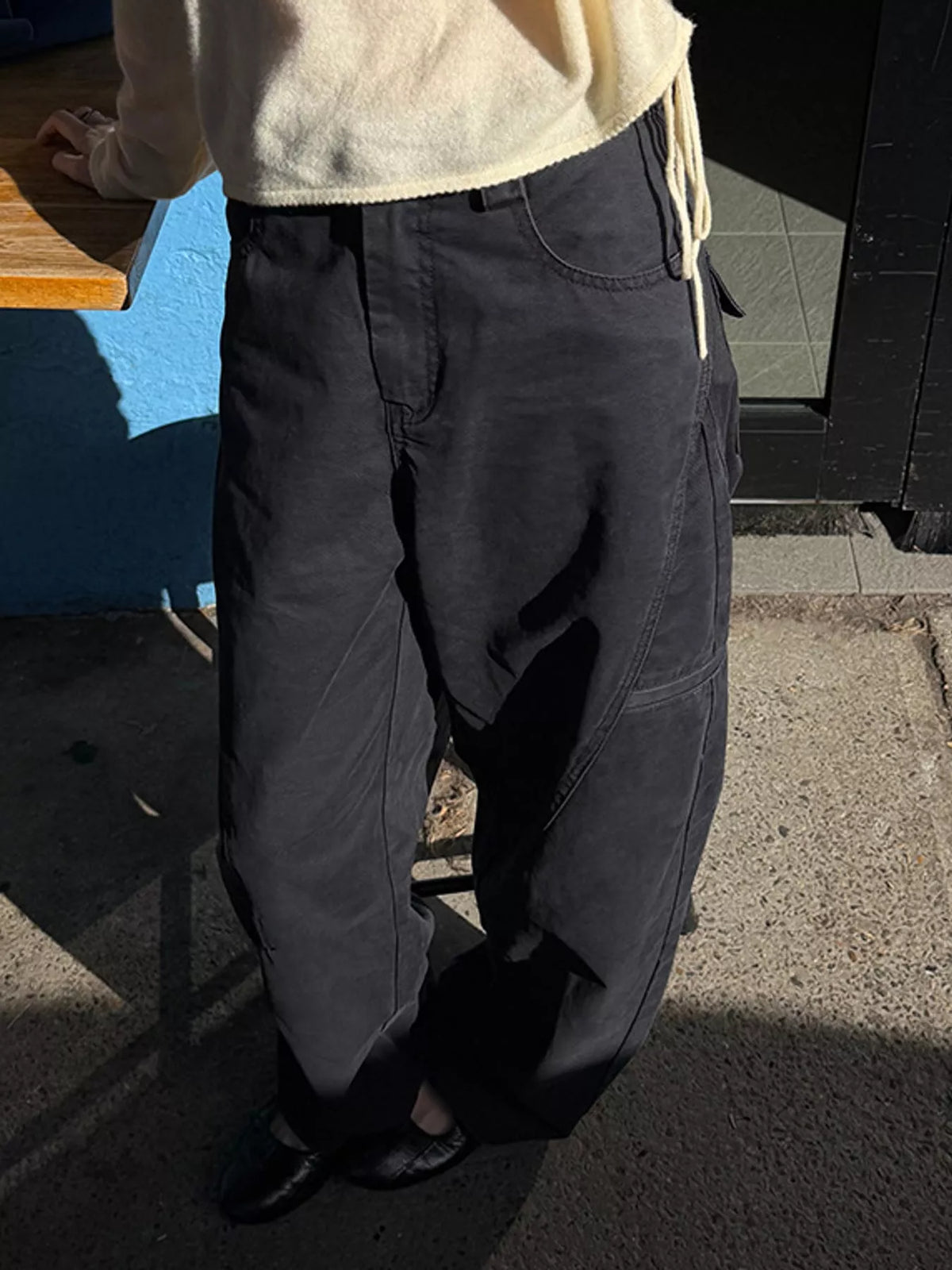 Cargo Wide-Leg Pants in black