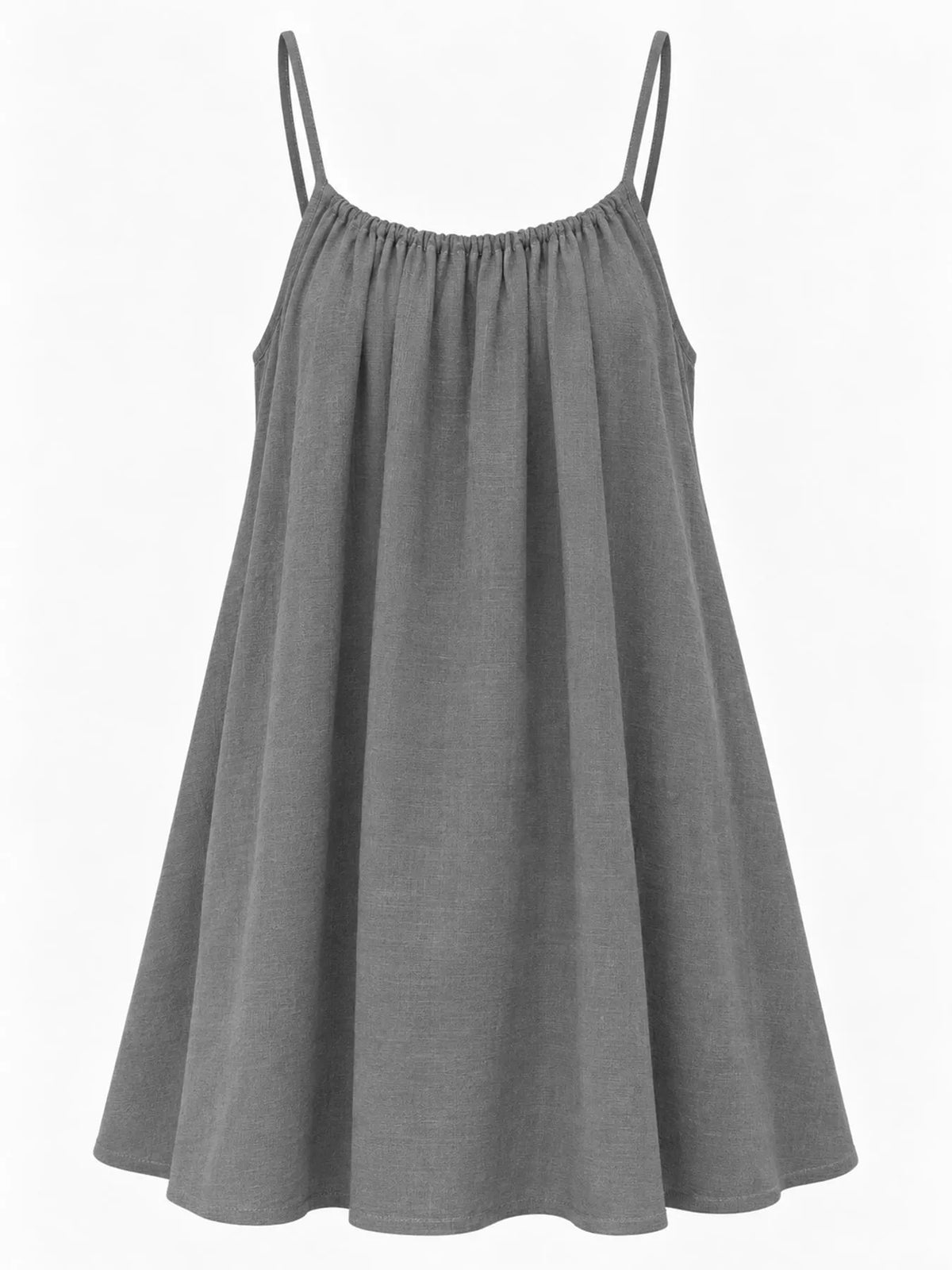 Gray spaghetti strap A-line mini dress with open tie back