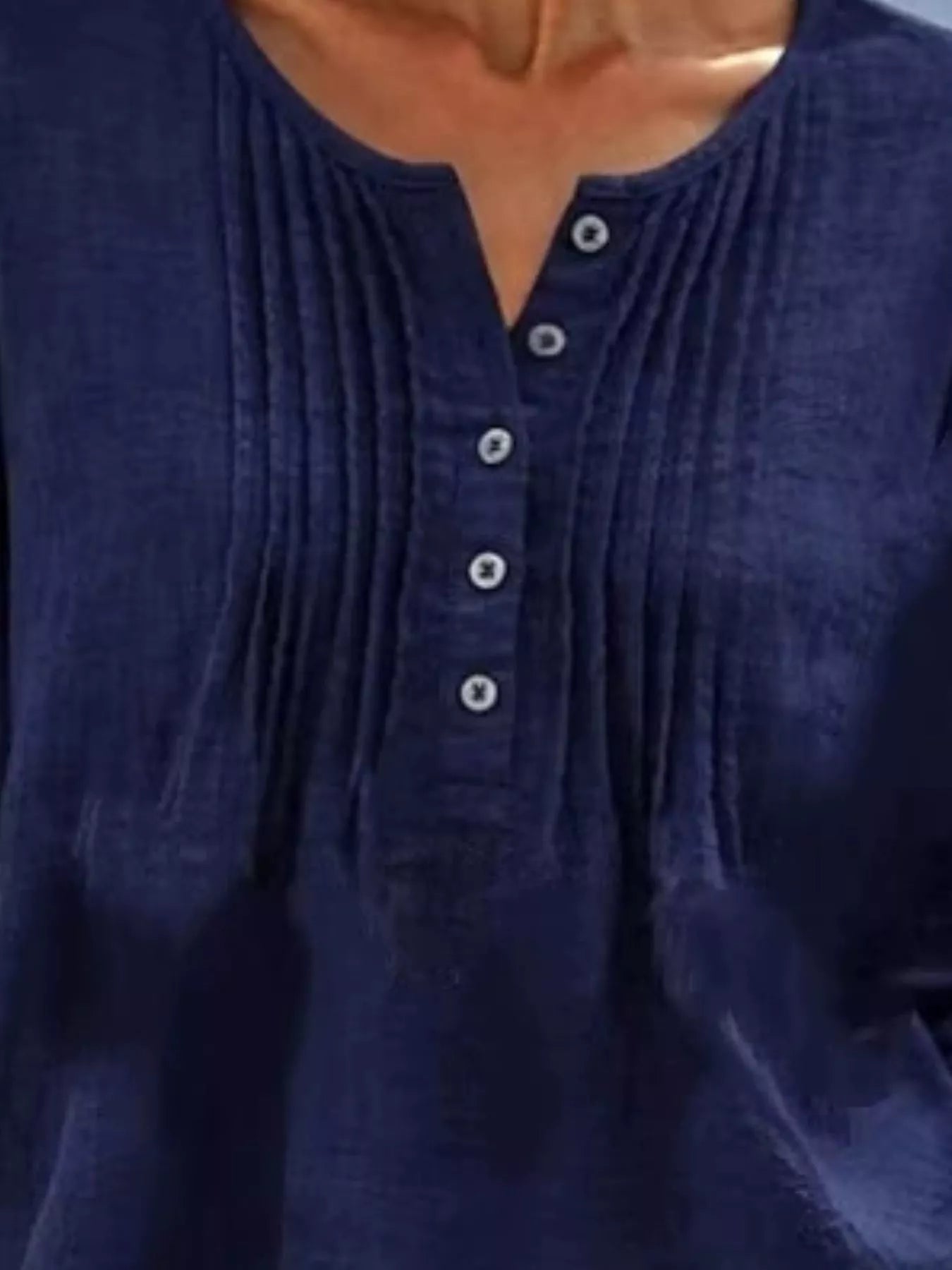 Trendsi Casual Button Detail Long Sleeve Linen Shirt -