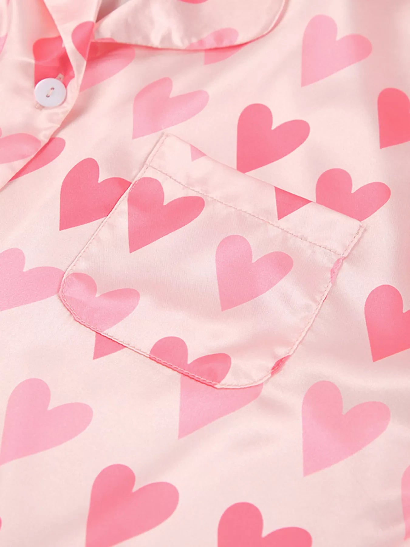 Trendsi Heart Print Button Up Top and Pants Lounge Set -