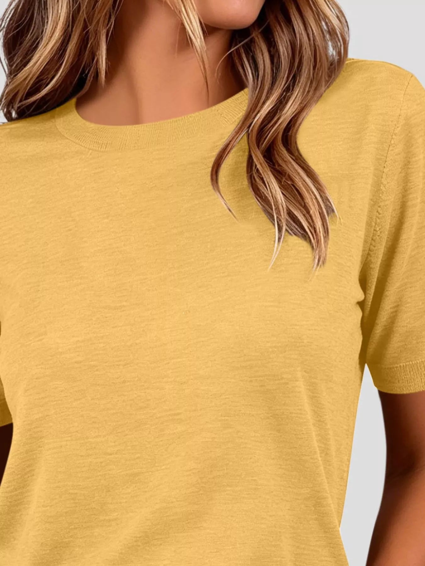 Trendsi Classic Crew Neck Short Sleeve Knit Top -