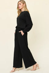 Trendsi Double Take Full Size Texture Long Sleeve Top and Pants Set -