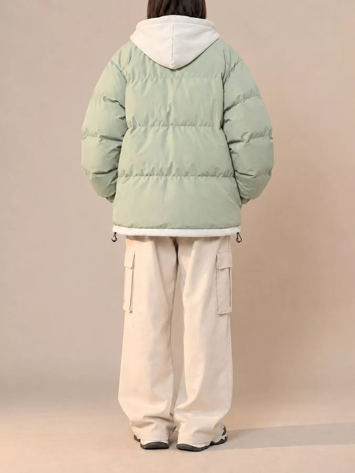 Zip-Up Hooded Puffer Jacket — back view