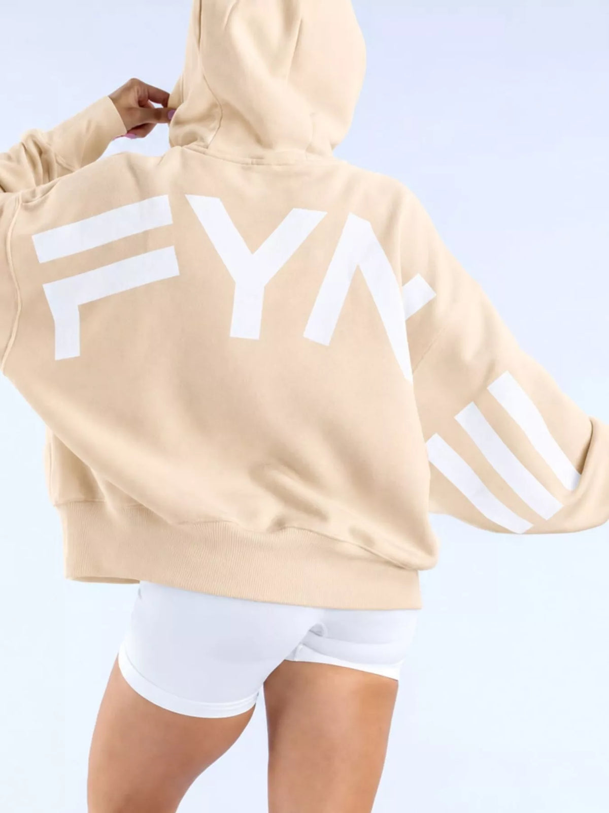 Letter-Back Kangaroo Pocket Hoodie — back view