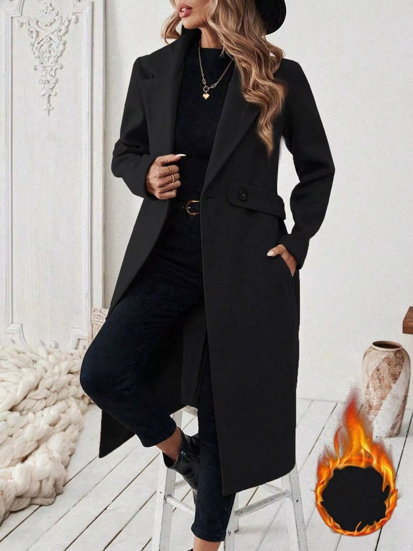Trendsi Single-Button Longline Coat -