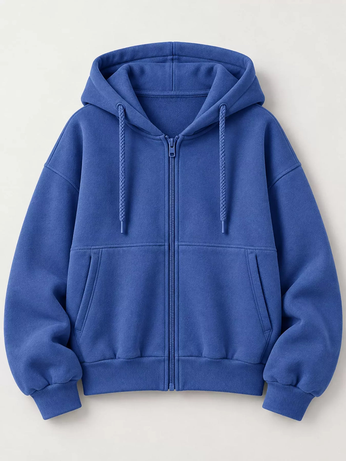 Royal Blue oversized zip-up cropped hoodie