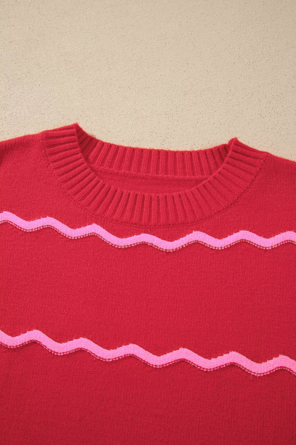 Trendsi Striped Round Neck Long Sleeve Shift Pullover Sweater -