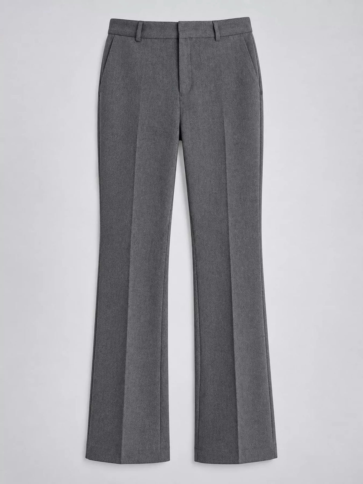 Straight-leg pants, gray flat front