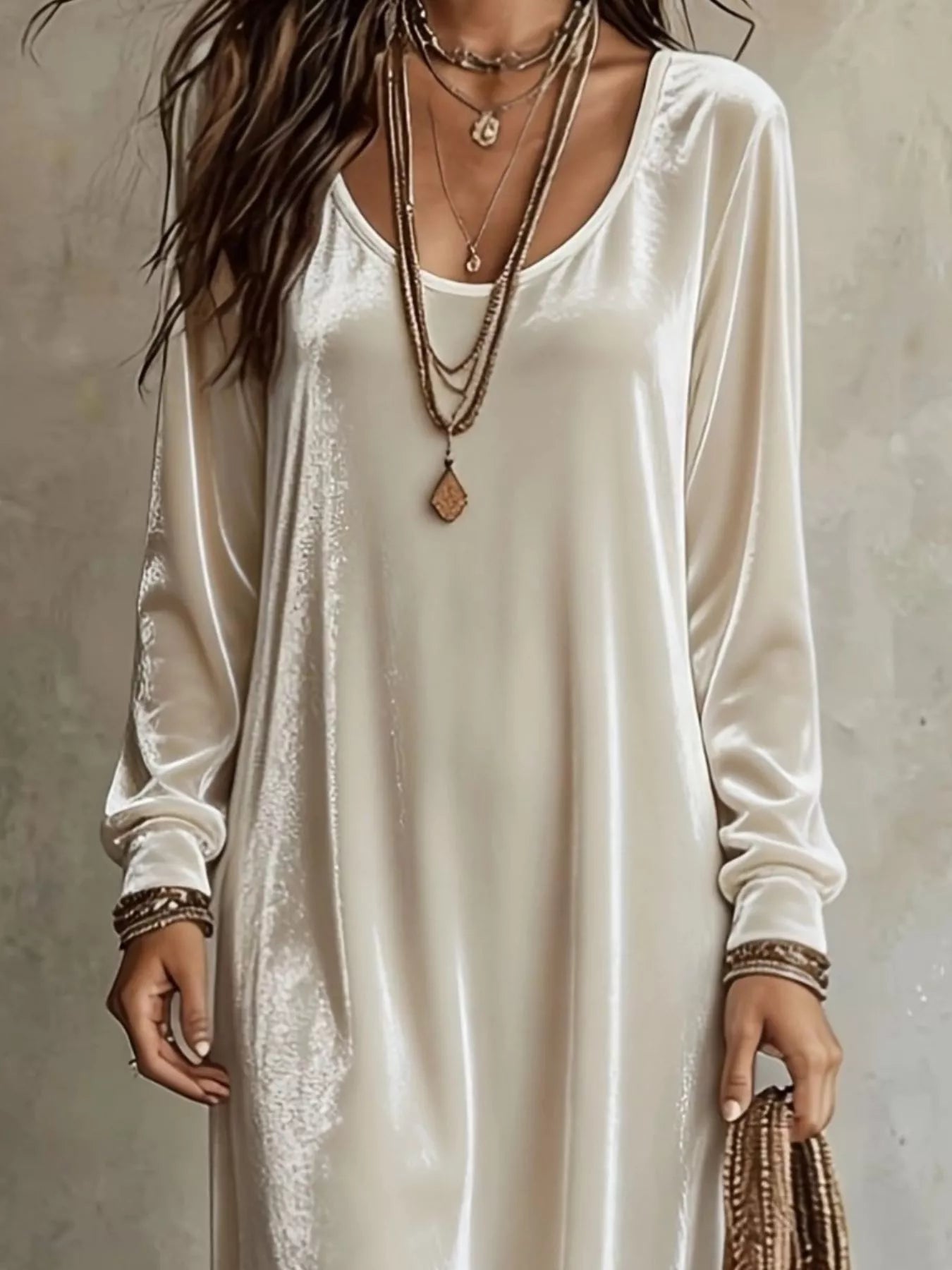 Trendsi Velvet Maxi Dress with Flowy Hem -