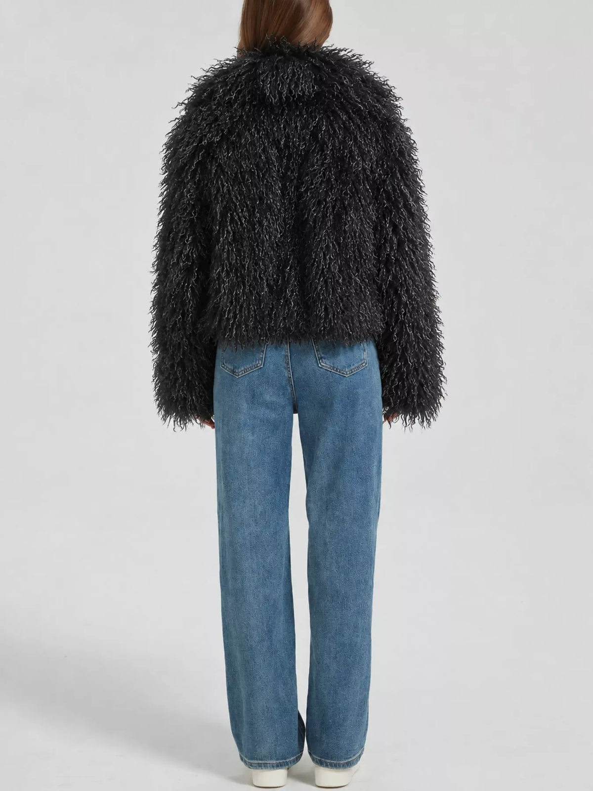 Collared long sleeve jacket, back view