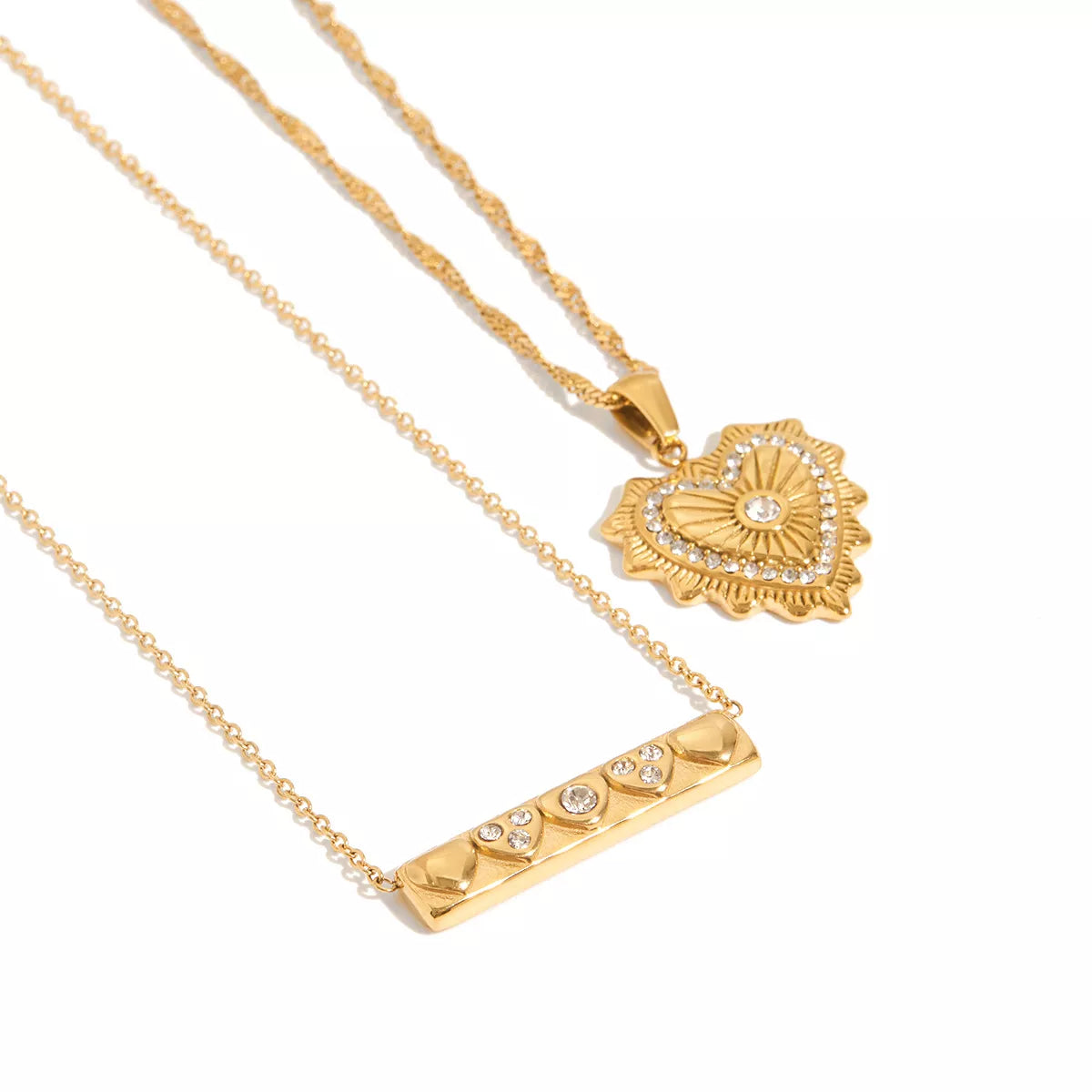 Trendsi 18K Gold-Plated Zircon Pendant Necklace -