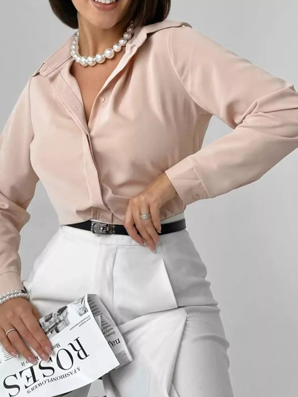 Button-up shirt, beige front