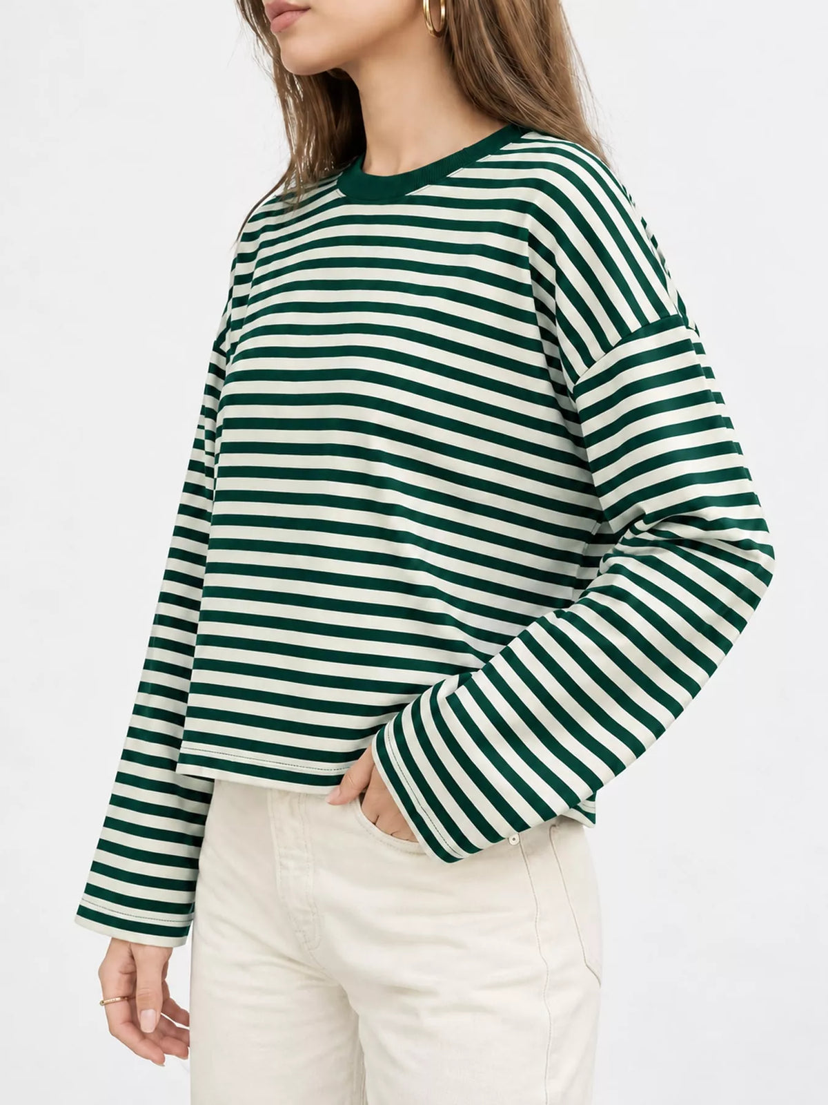 Long Sleeve Crew Neck T-Shirt — side view