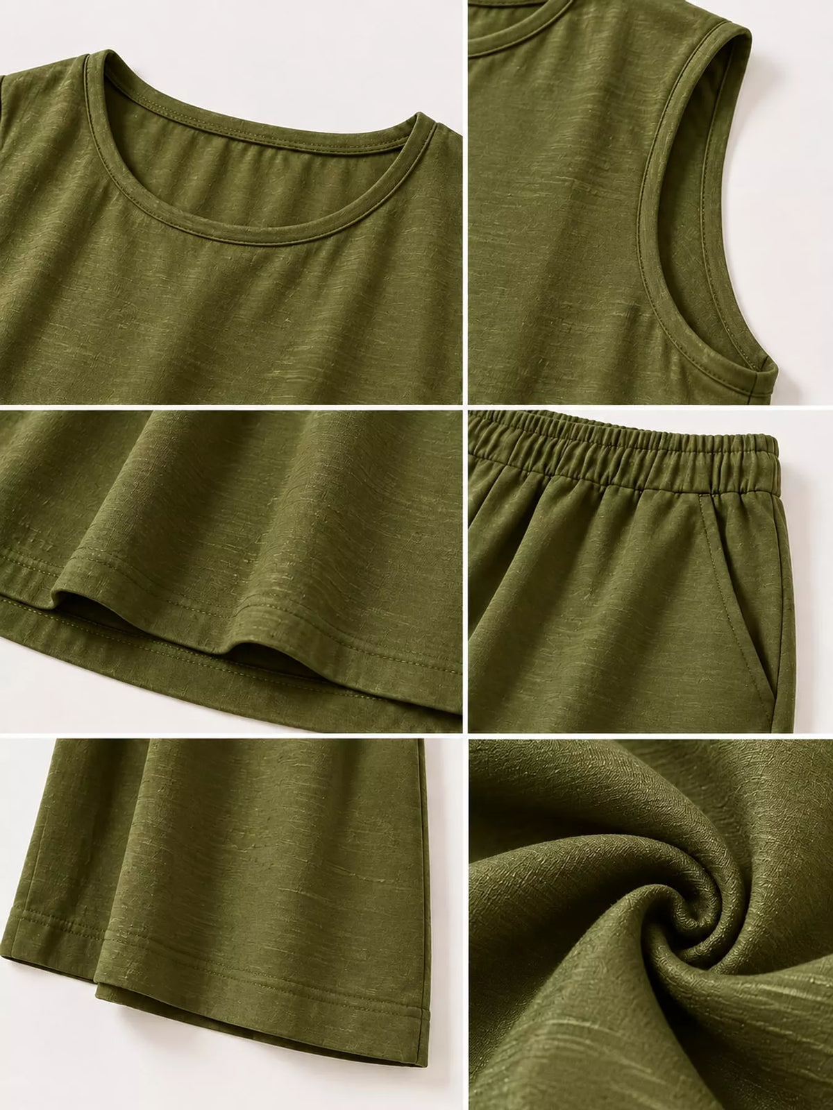 Sleeveless Tank Top and Wide-Leg Pants Set — construction details