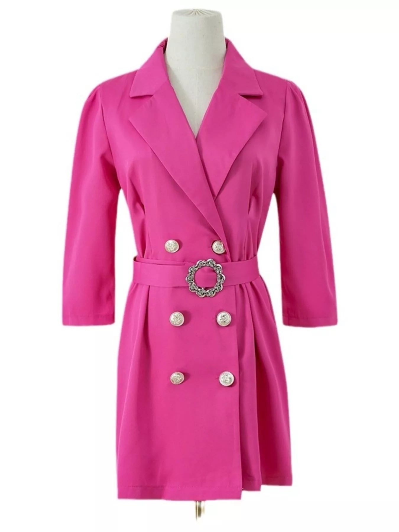 Trendsi Double-Breasted Blazer Dress with Embellished Belt -