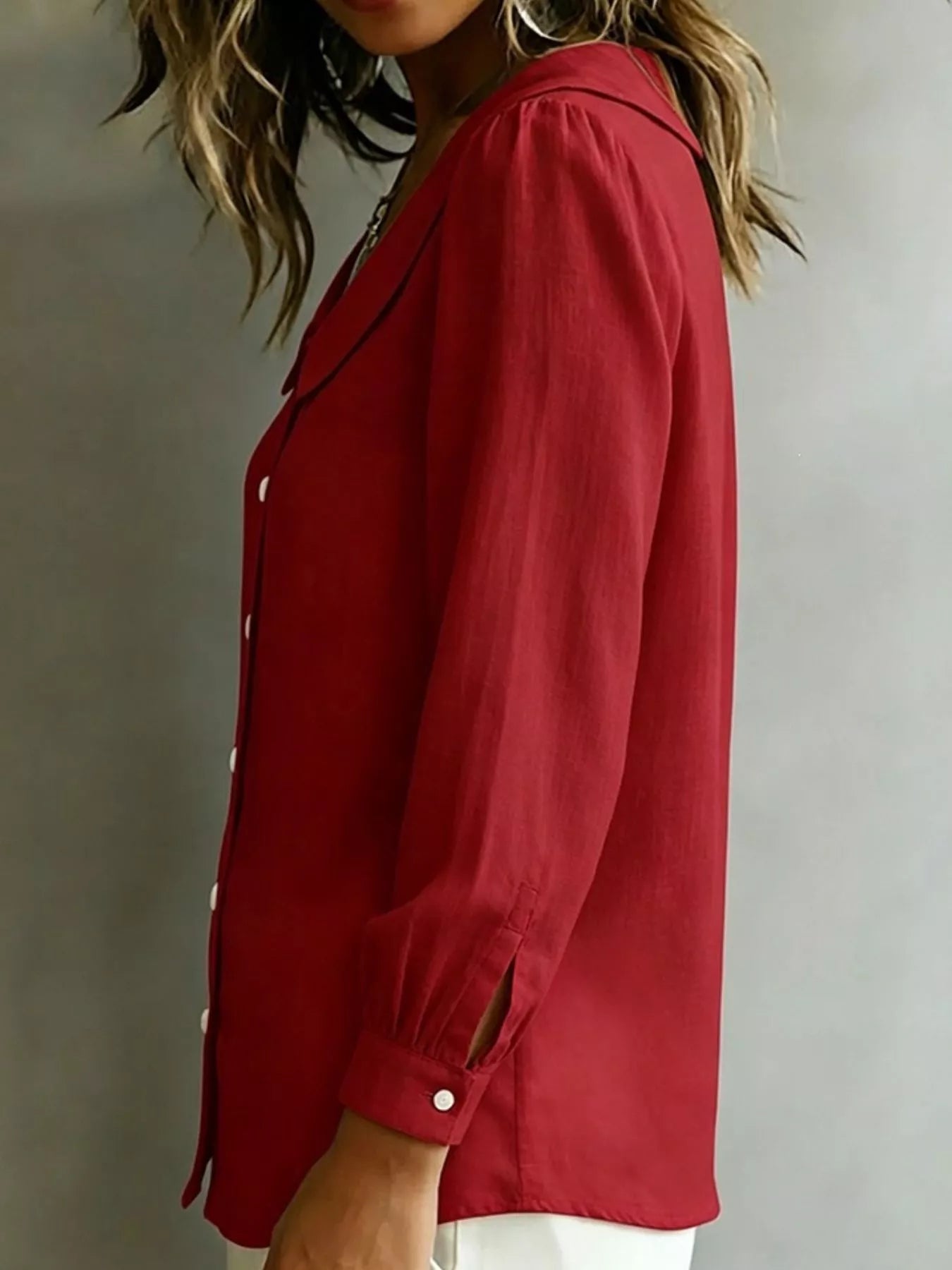 Trendsi Full Size Peter Pan Collar Button-Down Shirt Plus Size -
