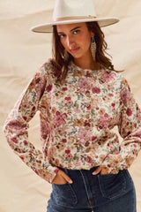 Trendsi SO ME Floral Print Button Front Sweater Cardigan -