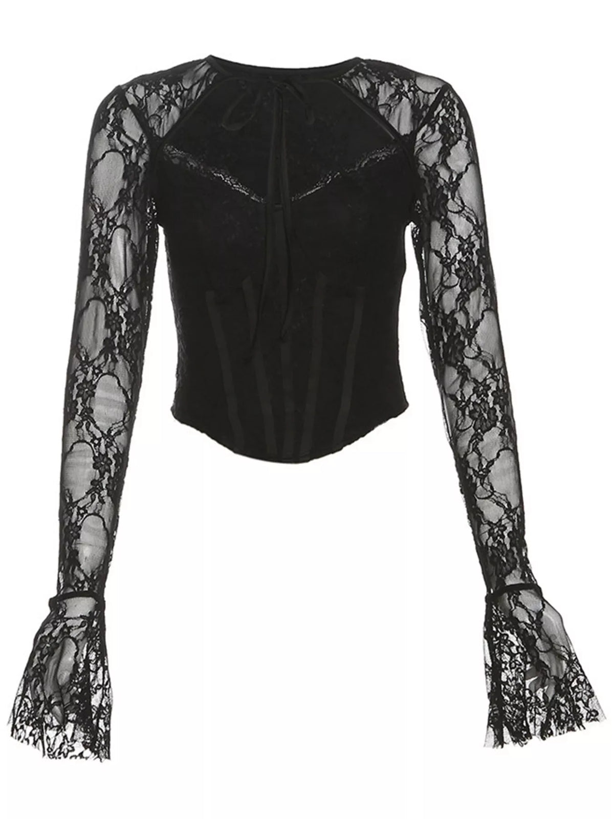 Round neck long sleeve blouse, product view