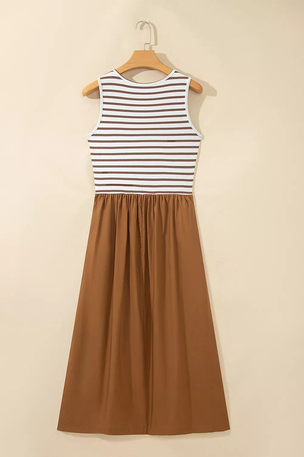 Trendsi Striped Colorblock Patchwork Sleeveless Casual Long Dress -