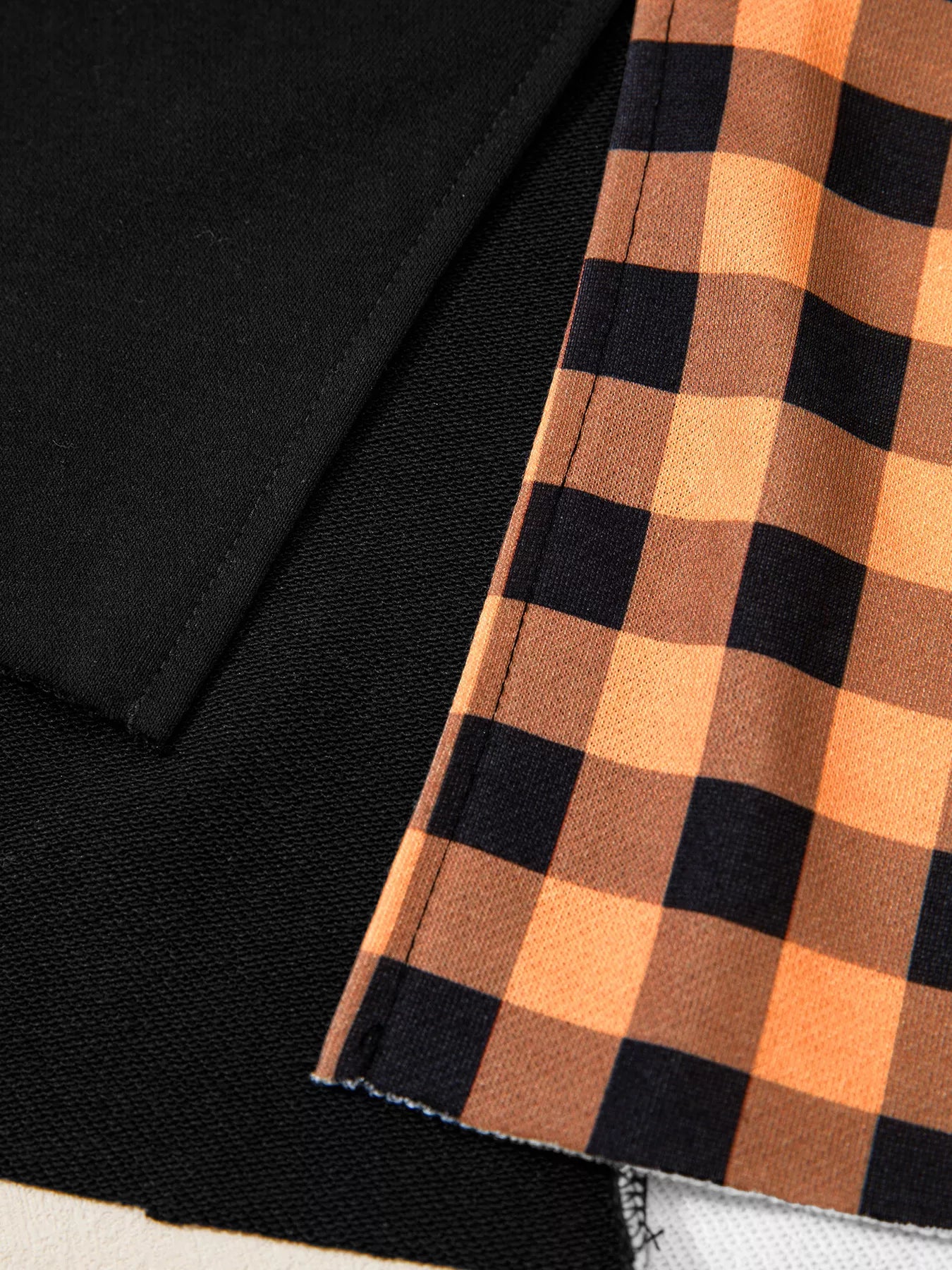 Trendsi Patchwork Plaid Pumpkin Face Long Sleeve Top -