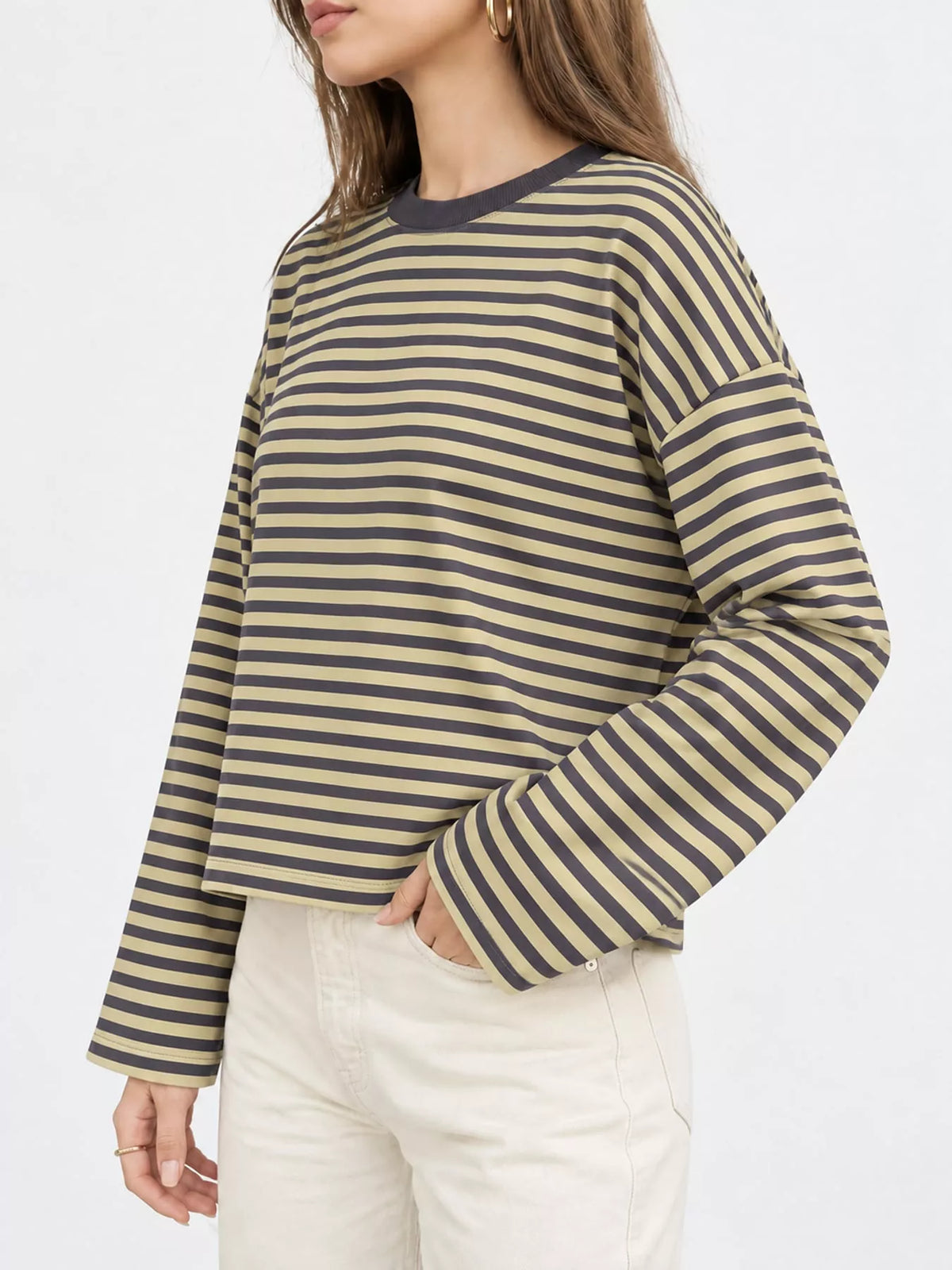 Long Sleeve Crew Neck T-Shirt — side view