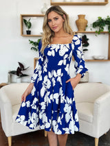 Trendsi Double Take Full Size Floral Ruffle Hem Smocked Dress with Pockets -