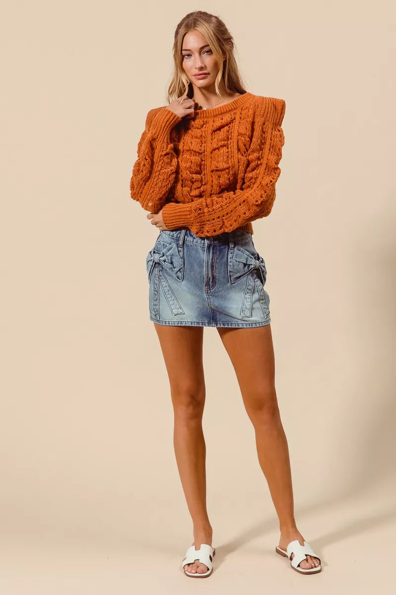 Women's Denim Mini Skirt A-Line High Waist Bow Knot Pockets — product view 9