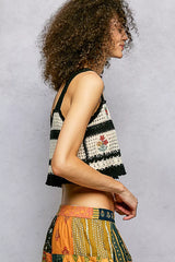 Trendsi POL Floral Embroidered Cropped Crochet Cami with Scalloped Hem -
