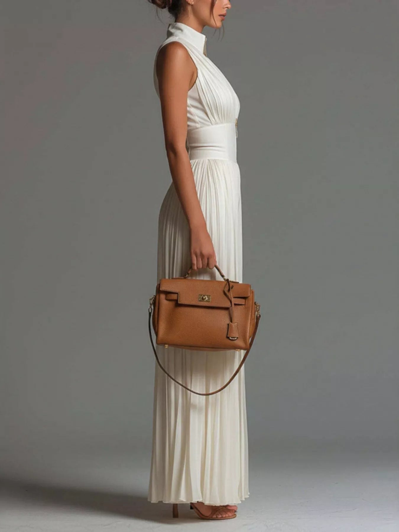 Trendsi Sleeveless Pleated Wide-Leg Jumpsuit with Front Zipper -