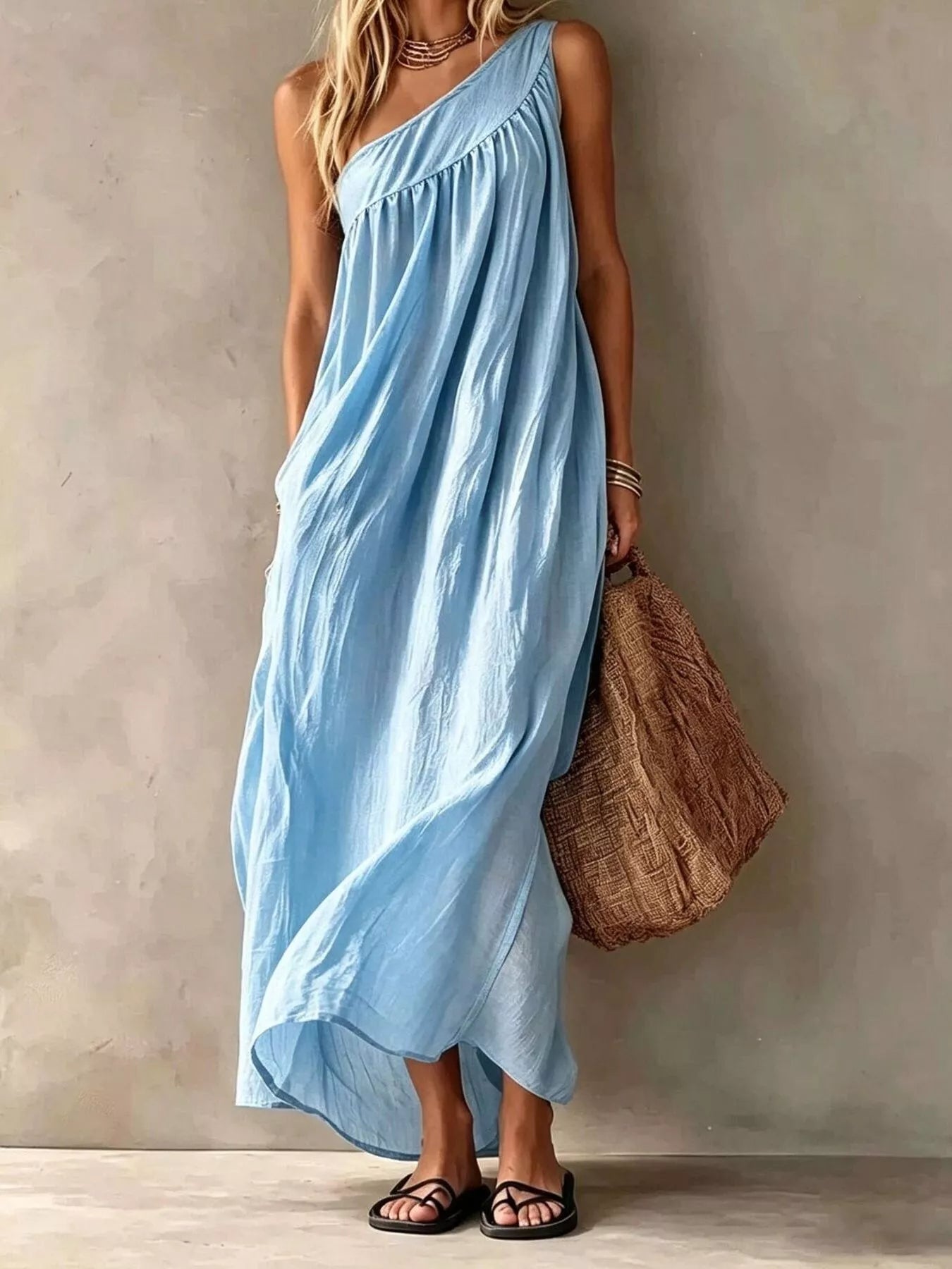 Trendsi Full Size One-Shoulder Maxi Dress Plus Size -