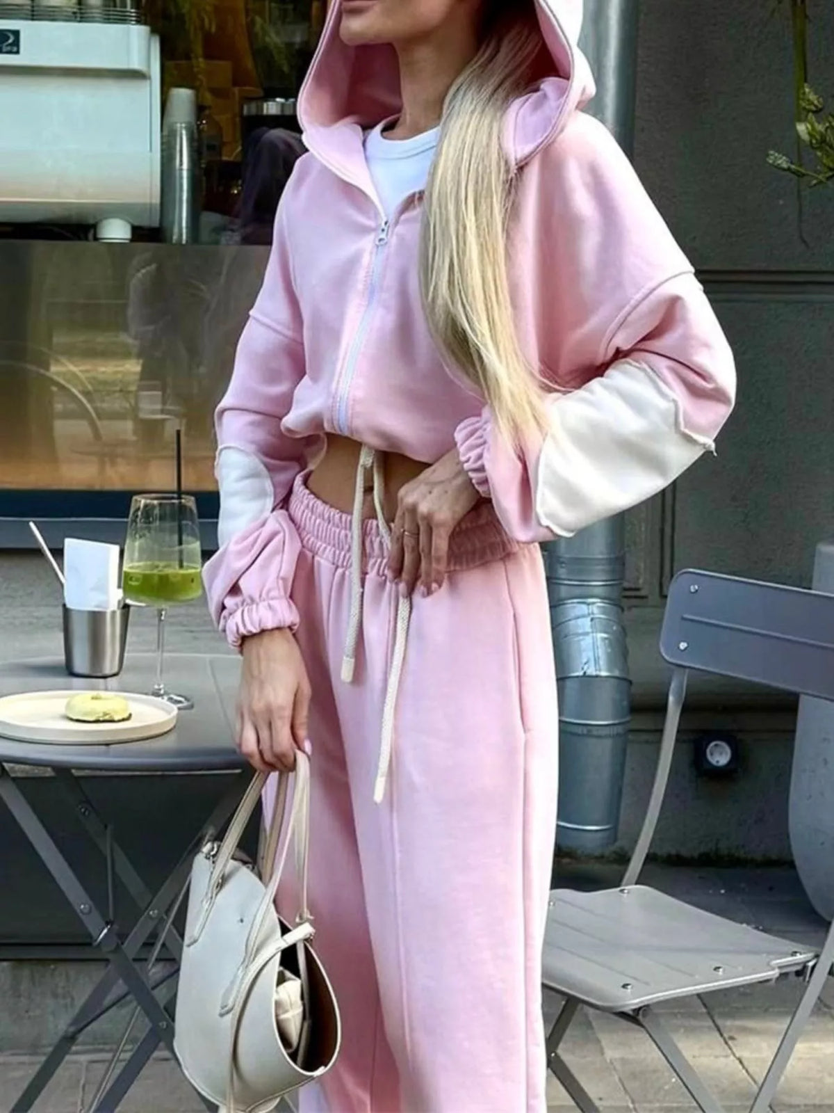 Trendsi Zip Up Hoodie and Wide-Leg Pants Set -