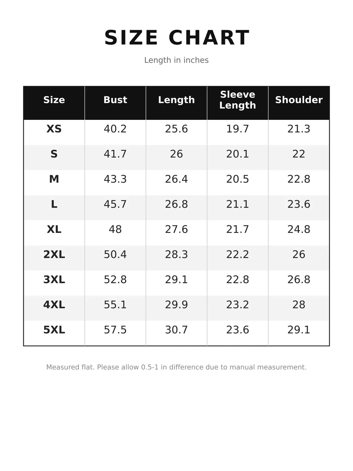 Kangaroo Pocket Hoodie and Joggers Set — size and measurement chart