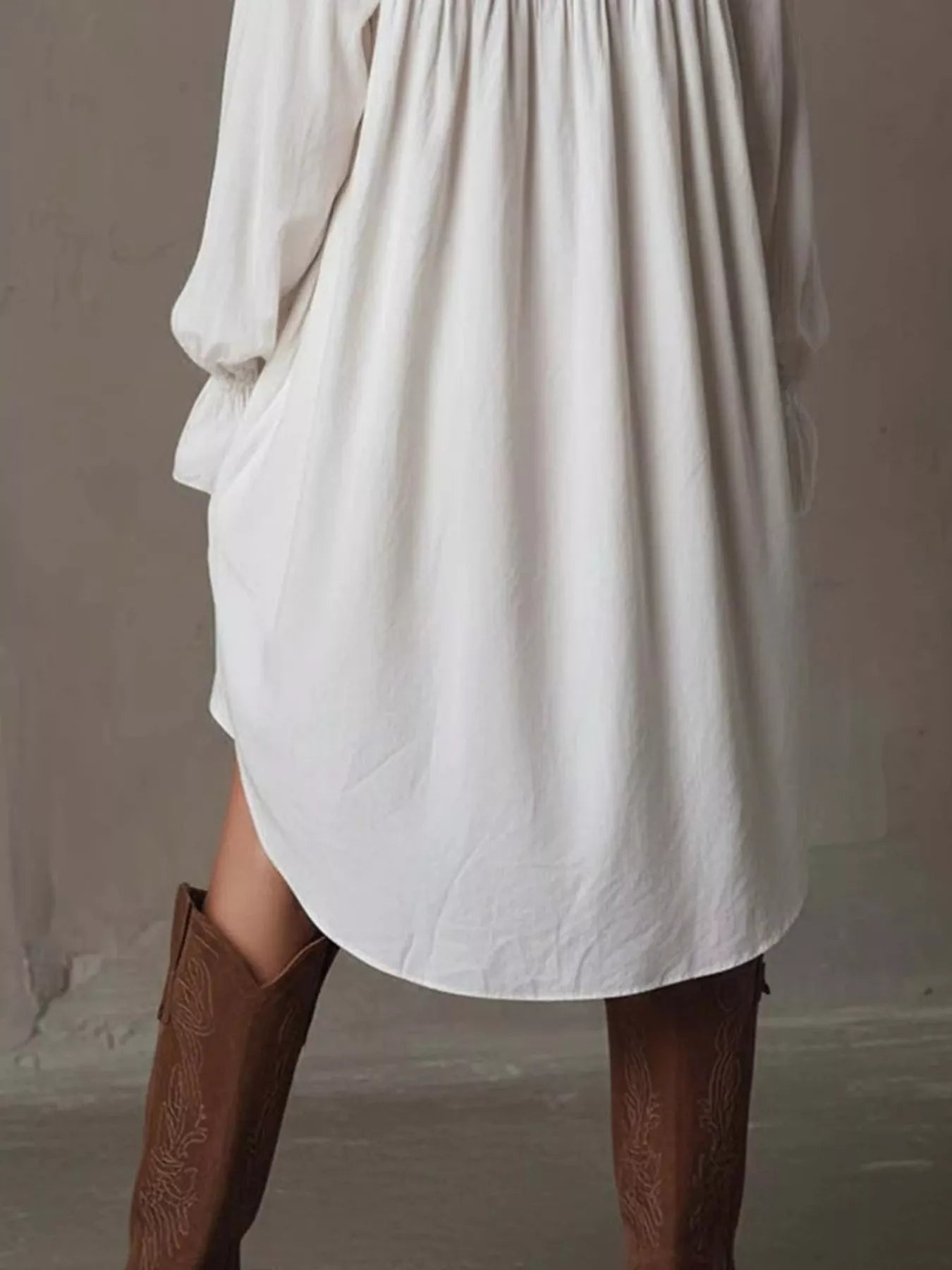Trendsi Embroidered High-Low Shirt Dress -