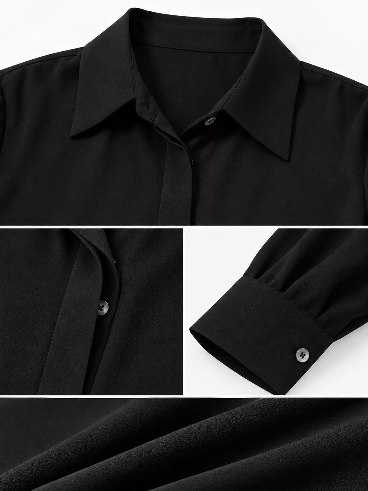 Button-up shirt, black detail collage