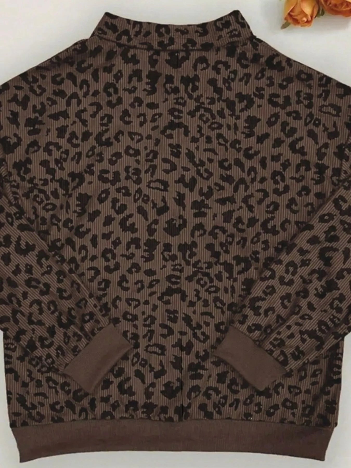 Trendsi Leopard Print Quarter-Zip Sweatshirt -