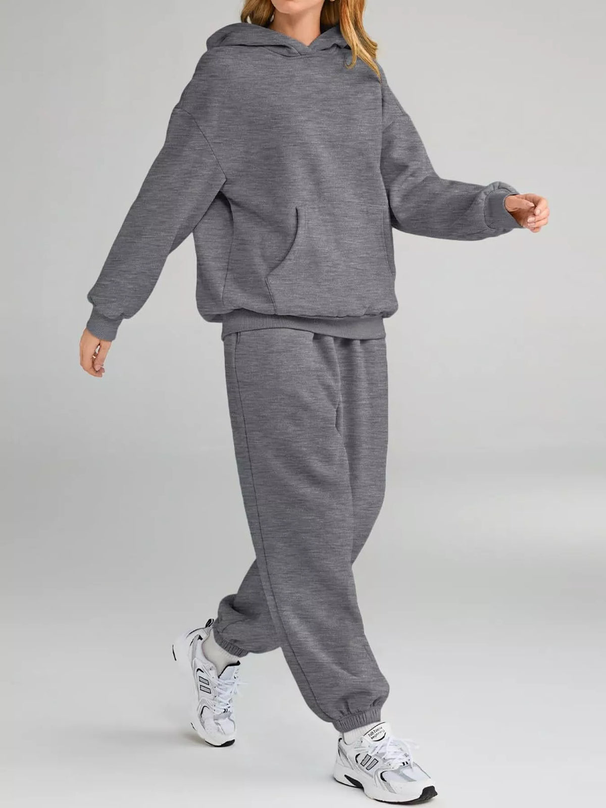 Kangaroo Pocket Hoodie and Joggers Set — front view