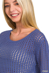 Trendsi Zenana Hollow Out Long Sleeve Sweater -