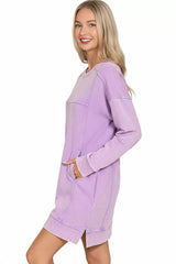 Trendsi Zenana French Terry Acid Washed Dress with Pockets -
